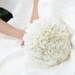 Bridal Bouquet White Roses Real Touch Silk Wedding Flowers Sparkly Crystals Rhinestones Bling - GRAND Bridal Size