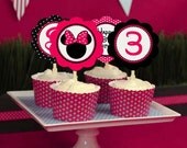Printable Cupcake Toppers Girl - Minnie Mouse Pink Birthday Party Line - Stick to Your Story
