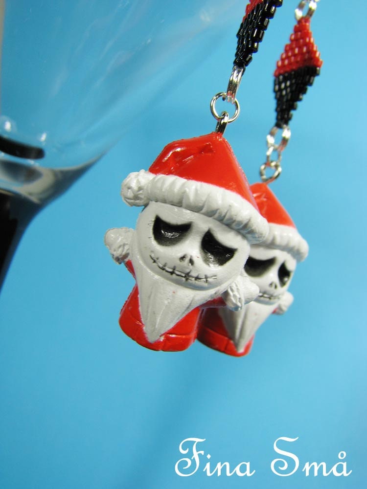SALE LAST CHANCE One of a kind Beaded Jack Santa Nightmare before Christmas Earrings Kawaii emo gothic punk lolita rock