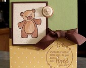 New Baby Congratulations Card, Stampin Up Cute and Cuddly Teddy Bear