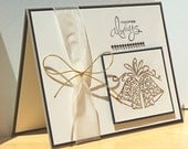 Wedding Elegance Card, Gold Embossed Bells or Silver Embossed Bells