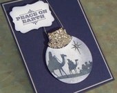 Handmade Christmas Card - Stampin Up MERRY & TYPE - Ornament Shape