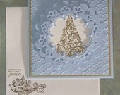 Gold Embossed Christmas Tree Card, Stampin Up Snow Swirled - Choose Your Colors