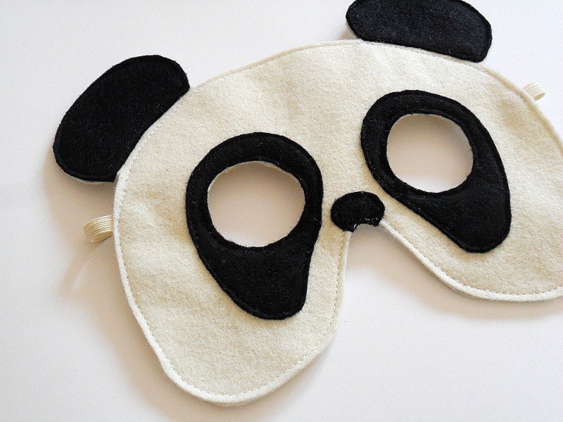 Panda Bear Felt Mask for Children, Kids Animal Halloween Carnival Mask, Dress up Costume Accessory, Pretend Play Toy for Girls Boys Toddlers