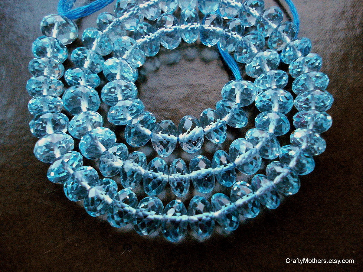 SALE - (10) Sky Blue Topaz Faceted Rondelles - 5mm