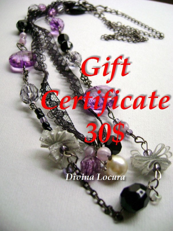 Gift Certificate - Stylish and unique handmade jewelry