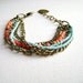 Edgy - Boho style chic orange turquoise  multiple chain bracelet etsy fashion