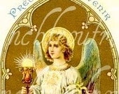 antique french holy card guardian angel
