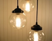Biddeford II Seeded Clear CHANDELIER Trio