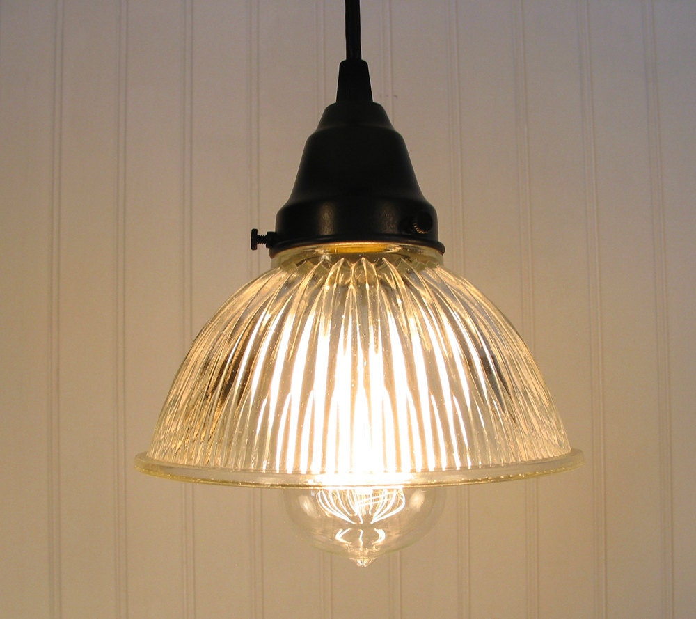 Cary's Mill V. Clear Holophane PENDANT Light with BULB