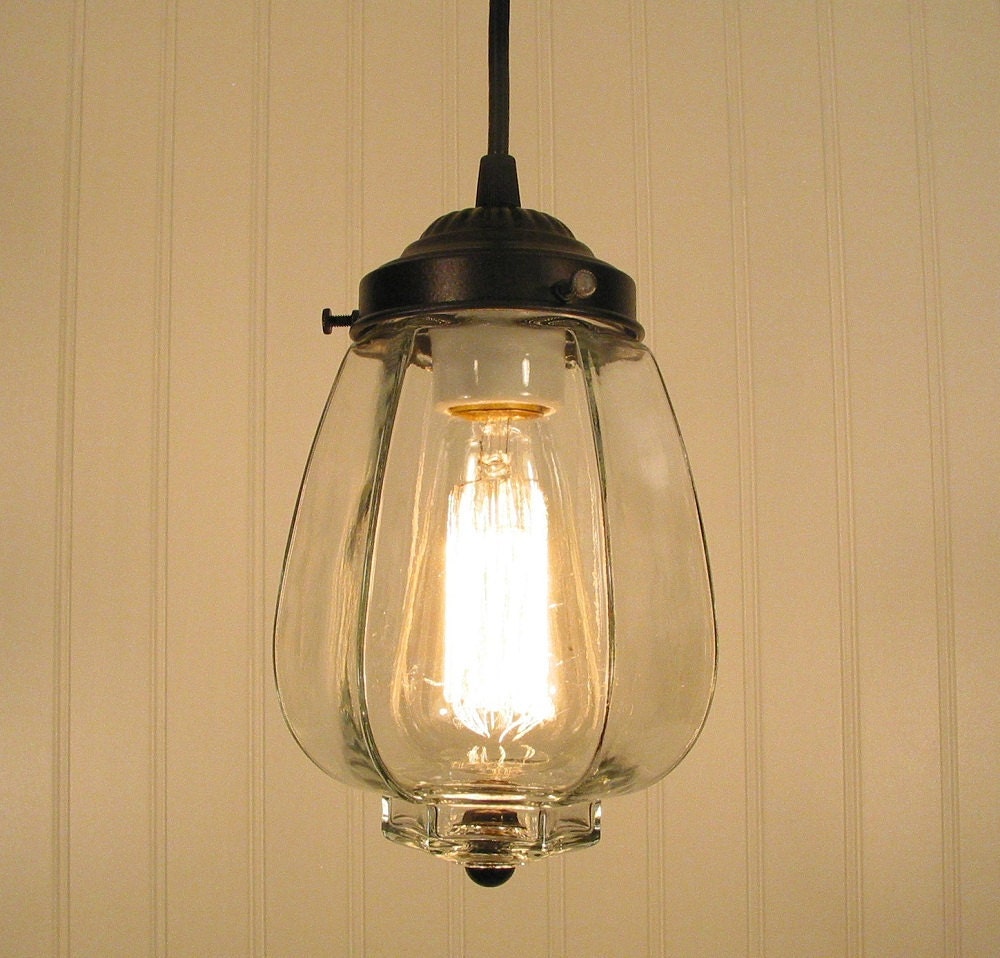 Westbrook III. Clear Mixed Media PENDANT Light with Edison Bulb