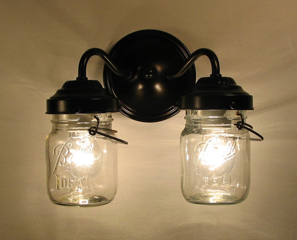 Vintage CLEAR Canning Jar DOUBLE Sconce