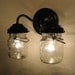 Vintage CLEAR Canning Jar DOUBLE Sconce