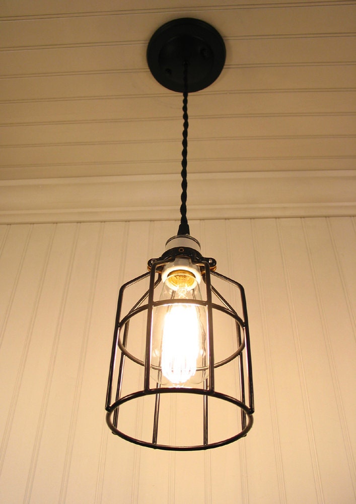 Auburn. Industrial Cage Inspired PENDANT Light with Edison Bulb
