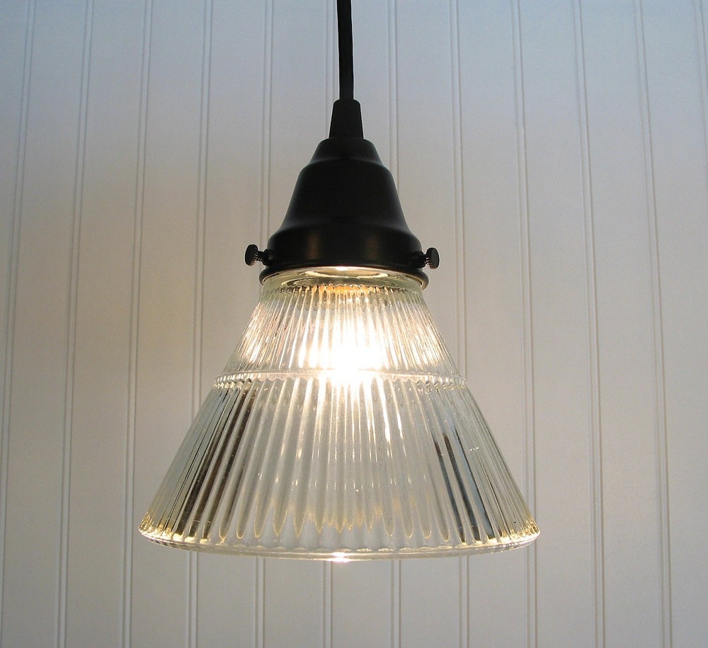 Harrington Port. Clear Holophane PENDANT Light