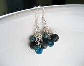 Blue Earrings Crazy Lace Agate Sterling Silver Cluster Earrings / Tempest