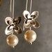 Pearl Little Flowers Silver Bridesmaid Earrings, Silver Earrings, Pearl Earrings, Bridal Earrings (4273)