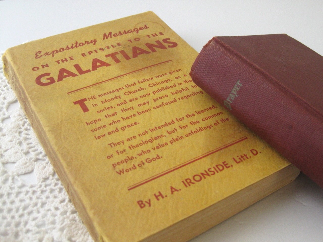 Two Antique Books - Weathered Religious Theme H. A. Ironside
