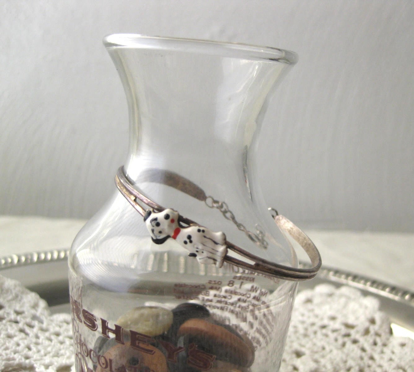 Cheery Chippy Puppy - Antique Italian Silver Children's Spotted Dog Bracelet