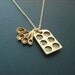 muffin pan and measuring spoon necklace - antique gold and 16K gold plated chain