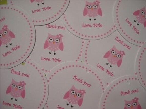 Favor Tags, pink owl Il_570xn