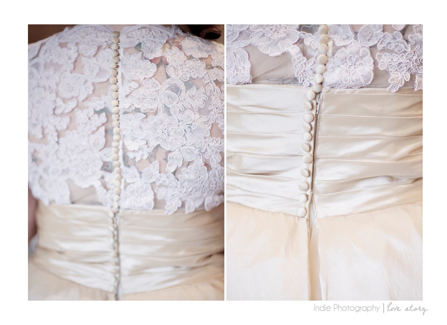 Tea Length Wedding Dress - Lace Bodice with Covered Buttons