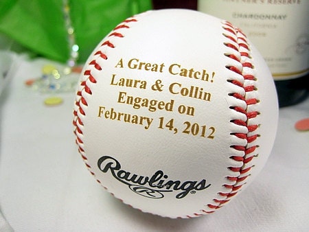 Engraved Engagement Baseball Personalized Bride Groom Wedding Shower Unique Gift Keepsake Anniversary