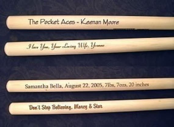 Personalized Custom Engraved 16 Inch Wood Drumsticks 5A