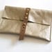 Leather case clutch -  gold