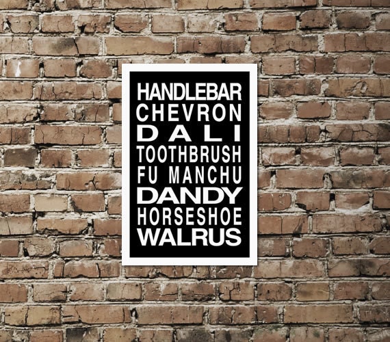 Moustache Bus Roll Poster / Subway Scroll / Tram Banner 12in x  18in