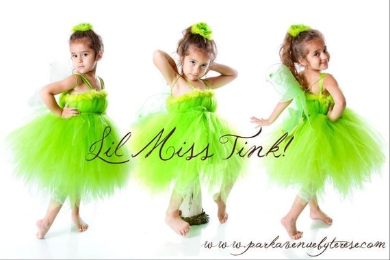 Tinkerbell Inspired Tutu Dress- Great for Halloween Costume, Birthdays or Dress Up