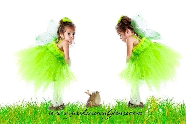 Tinkerbell Inspired Tutu Dress- Great for Halloween Costume, Birthdays or Dress Up