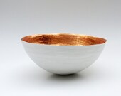 Paper Mache Bowl in White and Copper - The Moon - Made to Order