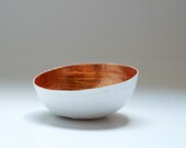 Paper Mache Bowl in White and Copper - The Mini - Made to order