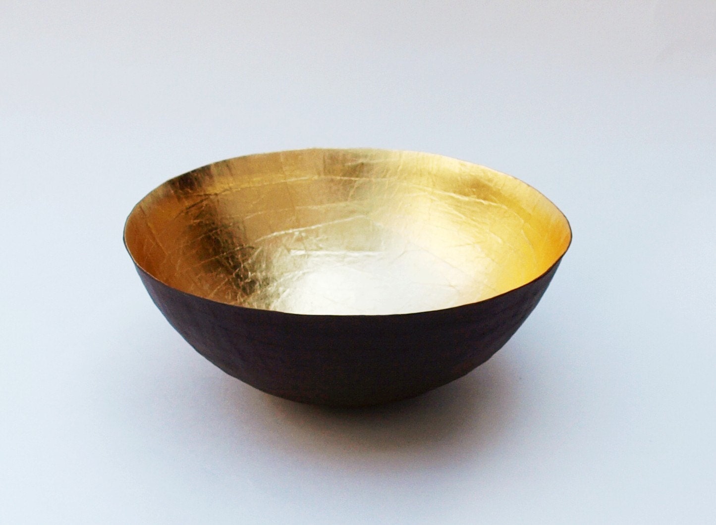Paper Mache Bowl in Brown and Gold - The Moon - Made to Order