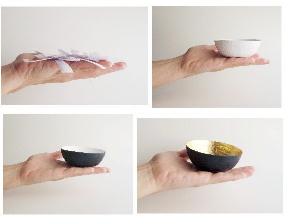 Paper Mache Bowl in Black and Gold - The Mini - Made to order