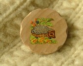 brambling hedgehog wooden hand shaped brooch