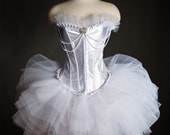 Custom size White Tulle Burlesque Corset Prom Dress