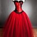 Custom Size red and black burlesque corset Ball gown