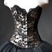 Custom Size Black and Gold lace and tulle Burlesque Corset Dress