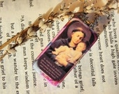 St Anthony Carry Along Patron Saint of Lost Things Catholic Domino Pendant Necklace