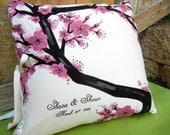 Personalized Pink and White 18in Cherry Blossom Tree Handpainted Decorative Throw Pillow Cover