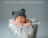 Charcoal Teddy Bear Baby Hat - Newborn Photography Prop