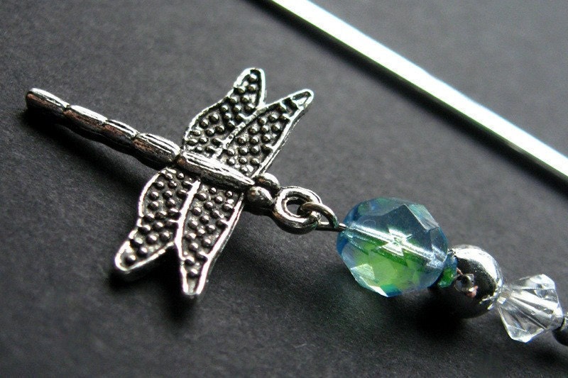 Handmade Beaded Book Charm - Dragonflys Kiss. Handmade.