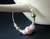Pearl Hoop Earrings. Pearl Earrings in Pink, Sage Green, White and Silver. Bridesmaid Earrings. Handmade Earrings.