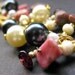 Pearl Charm Bracelet: Cluster Bracelet in Garnet Gemstone, Pink Rhodonite and Pearl Bracelet. Artisan Jewelry by Gilliauna