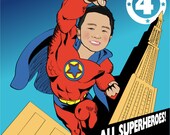 Superhero Birthday Party Invitation - Illustrated from your photo DIGITAL FILE