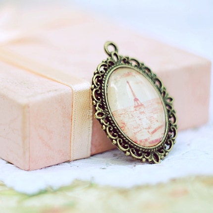 25% off sale Eiffel Tower Photo Pendant Necklace Wearable Art - victorian jewelry photography paris feminine pretty france romantic