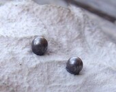 Handmade Siver Stud Earrings, Tiny Satin, Oxidized Sterling Silver Post Earrings, Delicate, Black studs