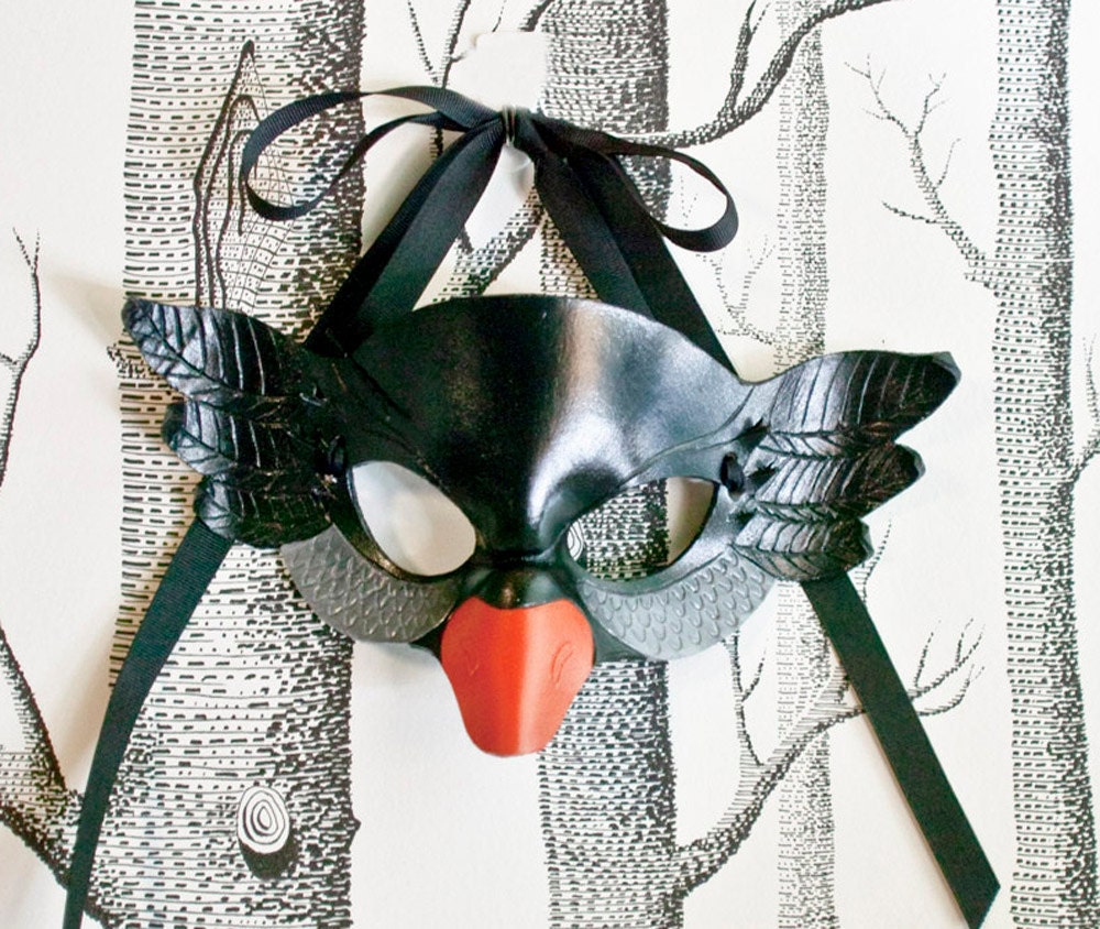 Black Swan Leather Mask, Child Size - Made to Order ECO-FRIENDLY